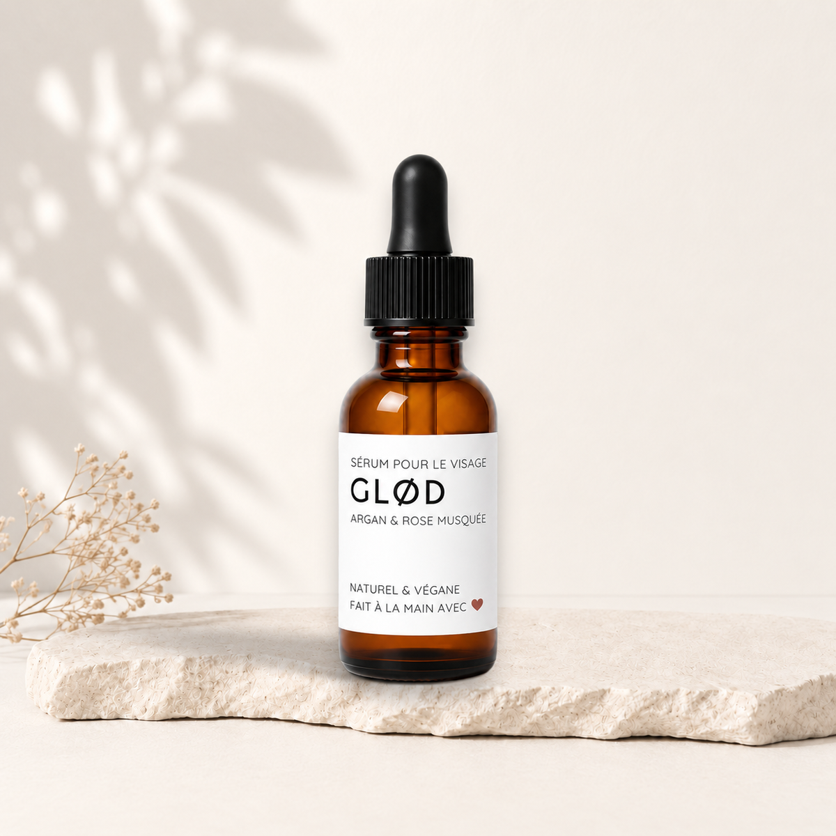Sérum pour le visage & massage Gua Sha GLØD argan & rose musquée