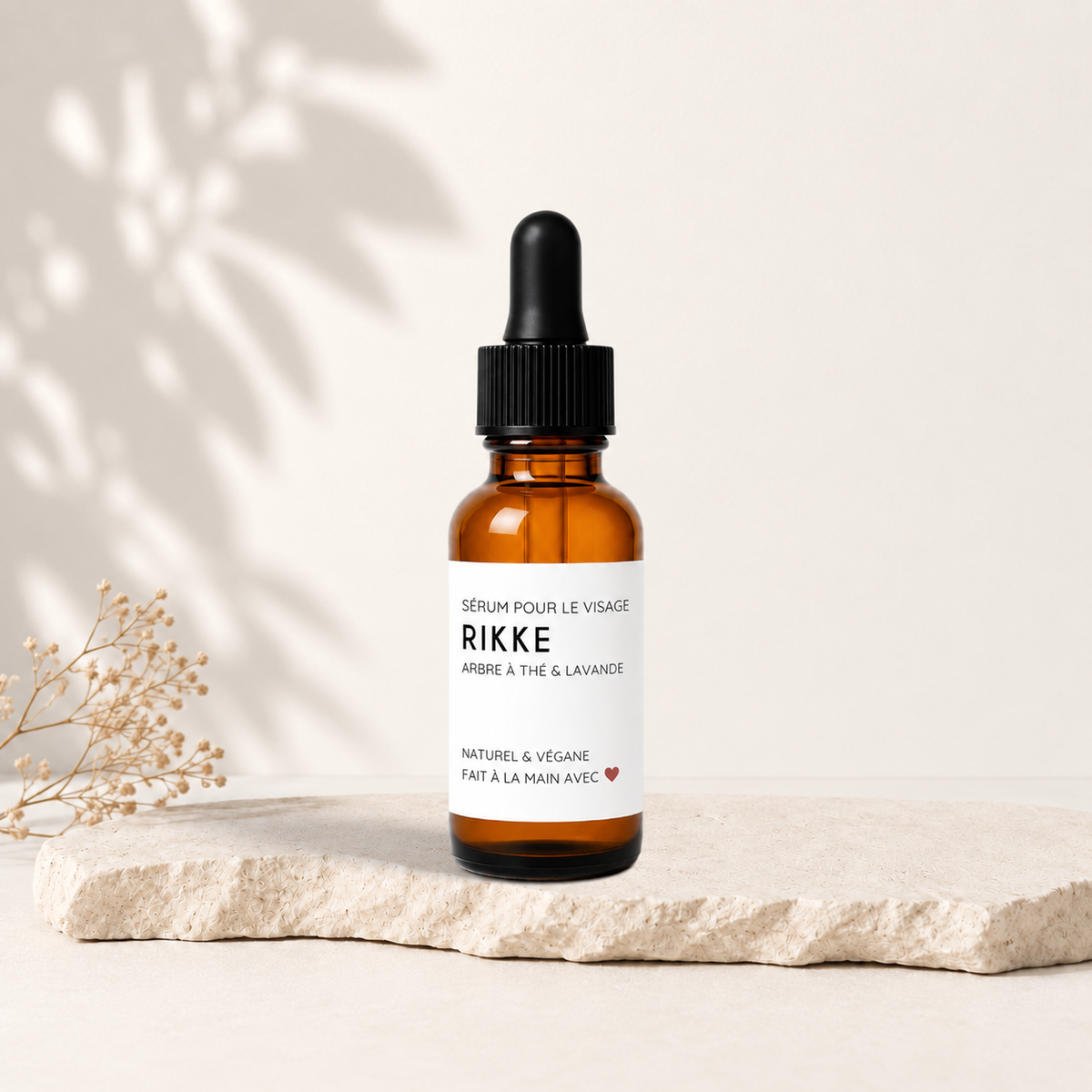 Sérum pour le visage & massage Gua Sha RIKKE arbre à thé & lavande